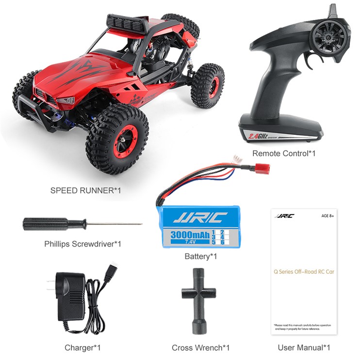 JJRC Q46 1:12 2.4G 4WD RC High Speed Racing Car Off-road Vehicle 45km/h Max Speed - Red / US Plug-7