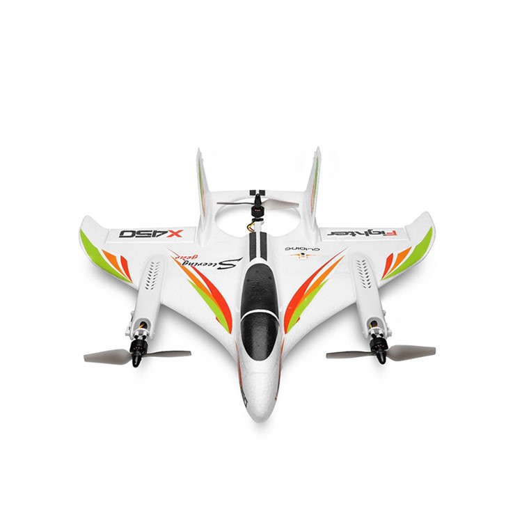 XK X450 2.4G RC Avião Motor Sem Escova Decolagem Vertical LED Planador RC Luz-7