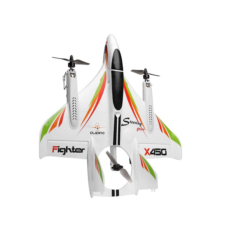 XK X450 2.4G RC Avião Motor Sem Escova Decolagem Vertical LED Planador RC Luz-8