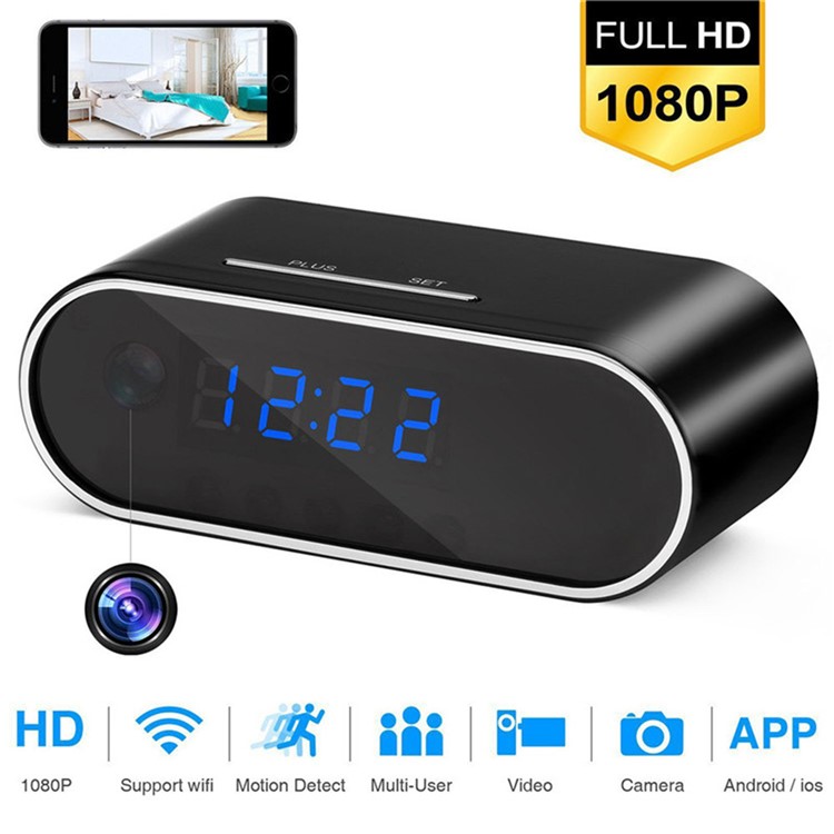 Z10 Table Clock 1080P HD Mini Camera IR Wireless Wifi Clock Mini DVR Camcorder - Black-1