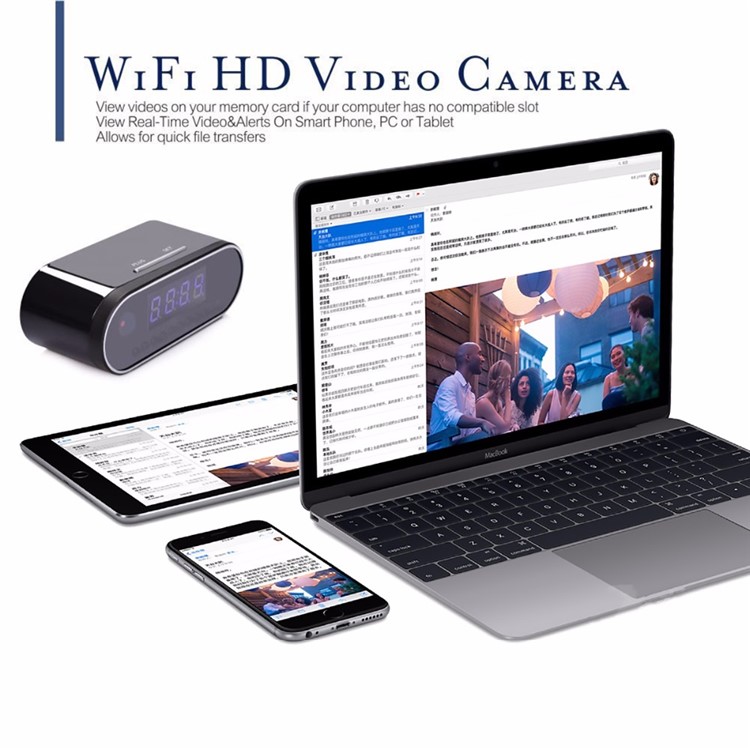 Z10 Table Clock 1080P HD Mini Camera IR Wireless Wifi Clock Mini DVR Camcorder - Black-3