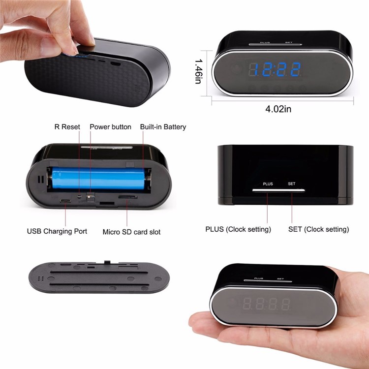 Z10 Table Clock 1080P HD Mini Camera IR Wireless Wifi Clock Mini DVR Camcorder - Black-4