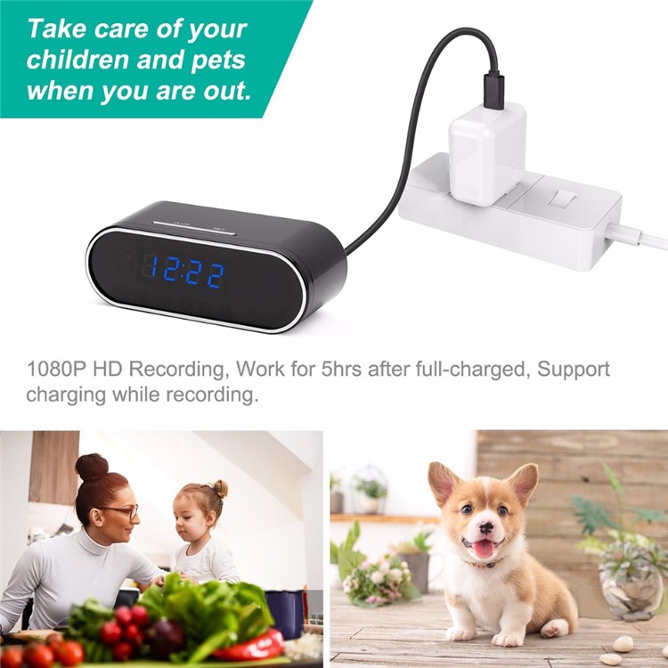 Z10 Table Clock 1080P HD Mini Camera IR Wireless Wifi Clock Mini DVR Camcorder - Black-8