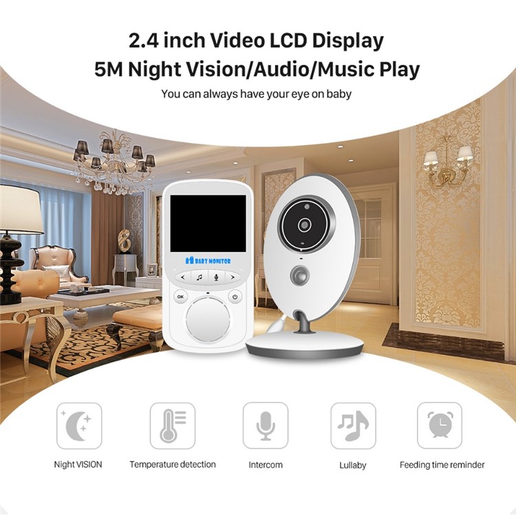 2.4-inch TFT LCD Video Baby Monitor Temperature Display with Night Vision and Two Way Voice Talk (VB605) - AU Plug-3