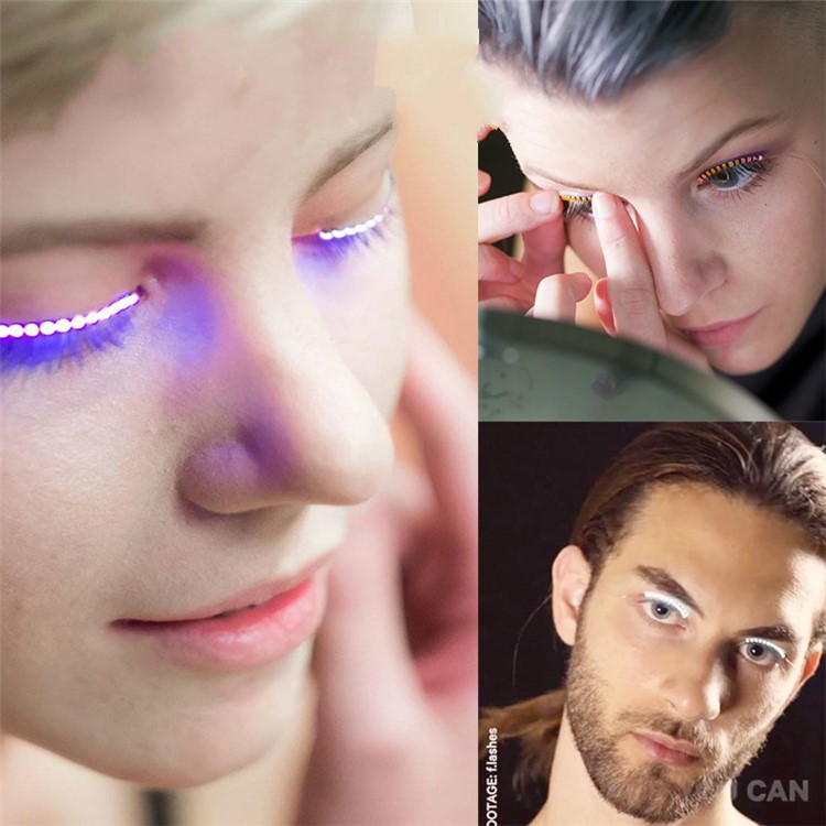 Luminous Sound Control LED False Eyelashes for Party Night Run Halloween-1