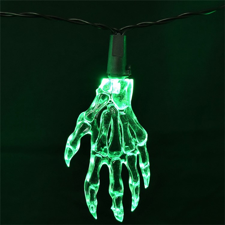 10PCS/Set Skull Hands LED String Lights 1.65M Halloween Decoration Hanging Lamps - Green-2