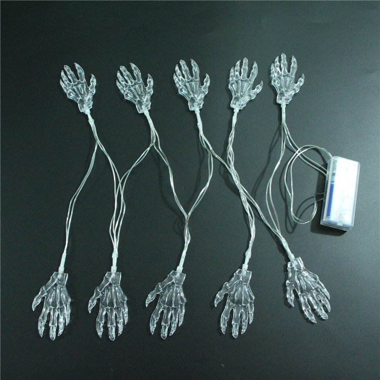 10PCS/Set Skull Hands LED String Lights 1.65M Halloween Decoration Hanging Lamps - Green-3