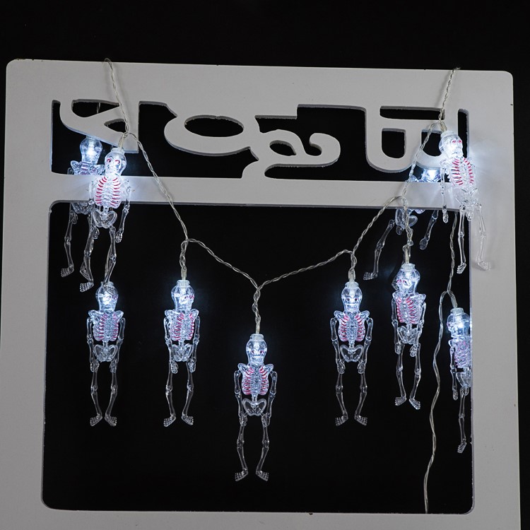 10PCS/Set Skeleton LED String Lights 1.65M Halloween Decoration Hanging Lamps - White-1