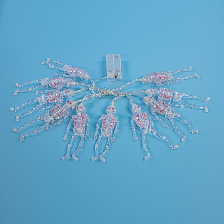 10PCS/Set Skeleton LED String Lights 1.65M Halloween Decoration Hanging Lamps - White-3