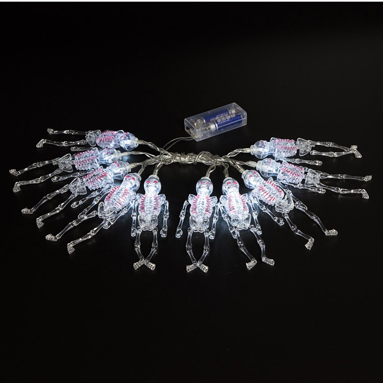 10PCS/Set Skeleton LED String Lights 1.65M Halloween Decoration Hanging Lamps - White-4