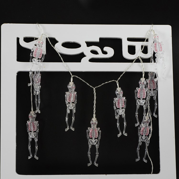 10PCS/Set Skeleton LED String Lights 1.65M Halloween Decoration Hanging Lamps - White-5
