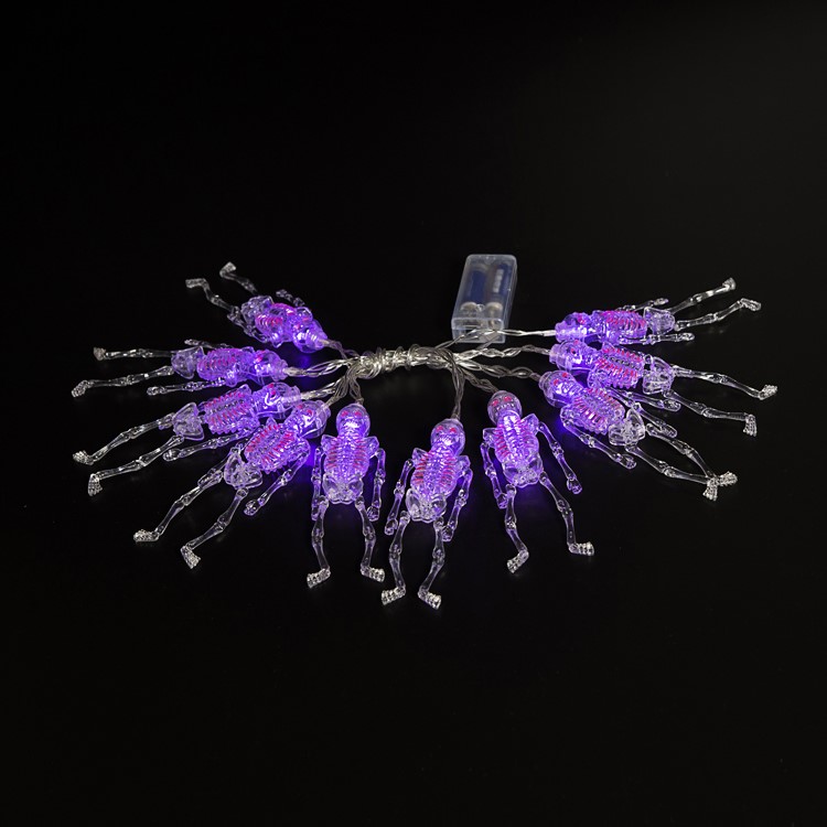 10PCS/Set Skeleton Shape Battery Powered LED String Lights 1.65M Halloween Decoration Hanging Lamps - Purple-2