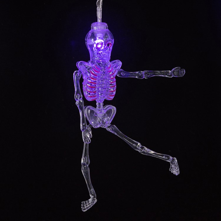 10PCS/Set Skeleton Shape Battery Powered LED String Lights 1.65M Halloween Decoration Hanging Lamps - Purple-3