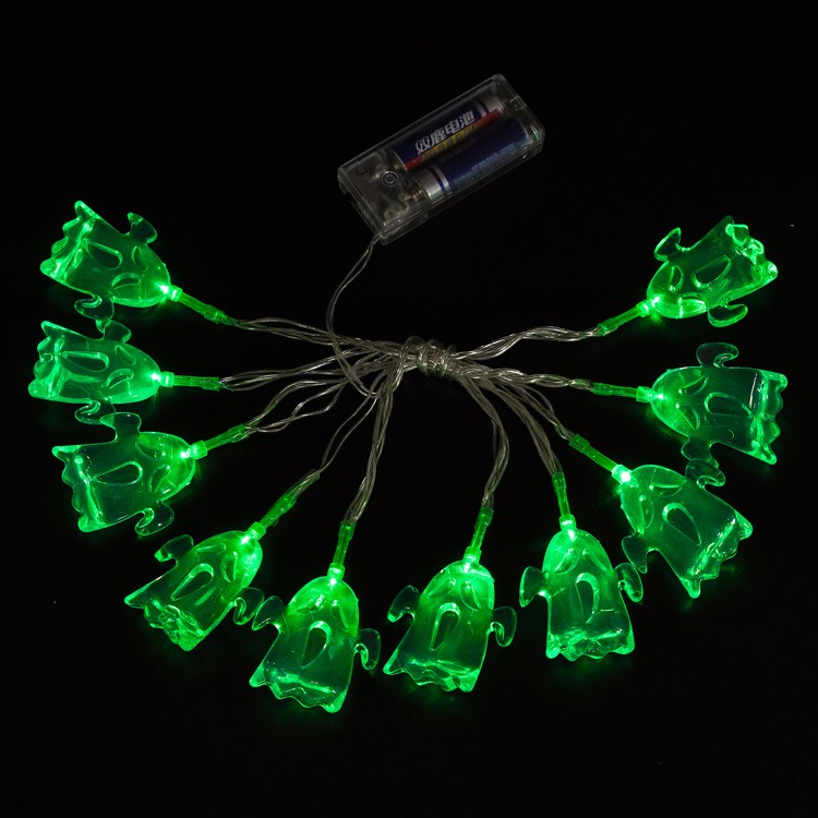 10LED Decorative Ghost Shape Night Mood Light for Halloween Decoration - Green-4