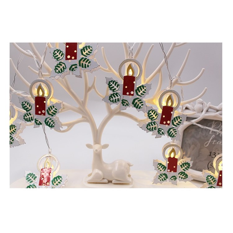 10 LED String Lights Elk, Candles, Bells Pattern Christmas Ornaments for Christmas Party Festival Decoration - Candles-1