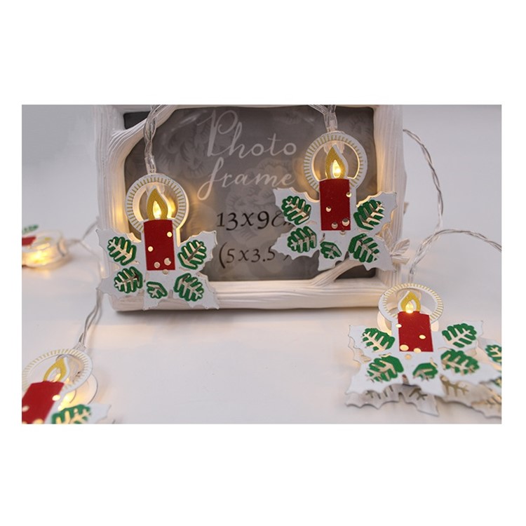 10 LED String Lights Elk, Candles, Bells Pattern Christmas Ornaments for Christmas Party Festival Decoration - Candles-2