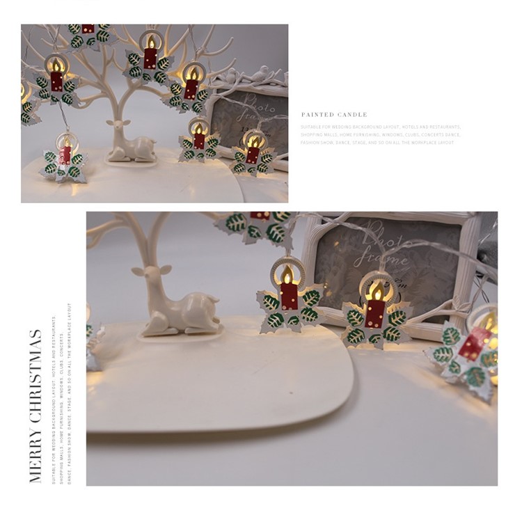 10 LED String Lights Elk, Candles, Bells Pattern Christmas Ornaments for Christmas Party Festival Decoration - Candles-5