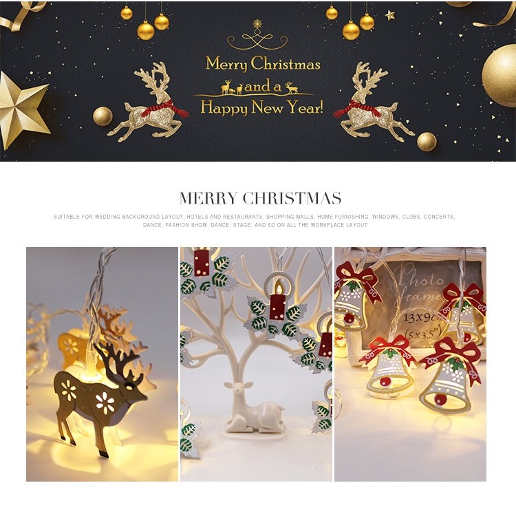 10 LED String Lights Elk, Candles, Bells Pattern Christmas Ornaments for Christmas Party Festival Decoration - Candles-6