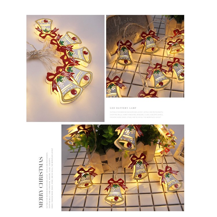 Christmas Elk, Candles, Bells Pattern 10-LED Fairy String Lights Home Decoration - Bells-2