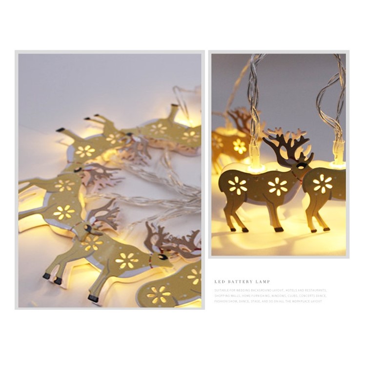 10 LED String Lights Elk, Candles, Bells Pattern Christmas Ornaments Lighting for Xmas Wedding Party Decoration - Elk-1