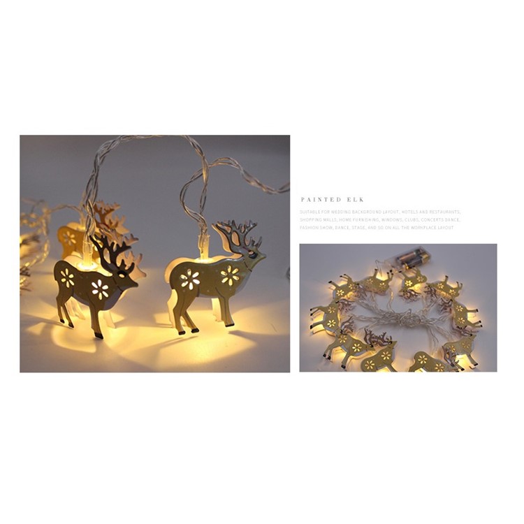 10 LED String Lights Elk, Candles, Bells Pattern Christmas Ornaments Lighting for Xmas Wedding Party Decoration - Elk-2