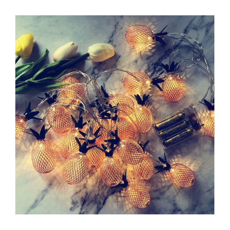 1.5M Pineapple String Lights 10-LED Fairy String Lights Battery Powered for Christmas Home Decoration - Rose Gold-2