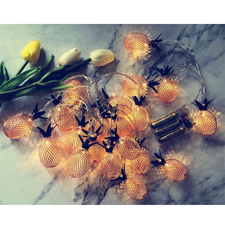 3M Pineapple String Lights Battery Operated 20-LED Fairy String Lights for Christmas Home Decoration - Rose Gold-4