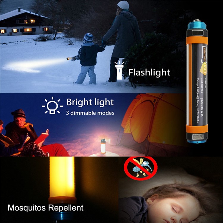 T-25 3W 5200mAh Mosquito Repellent Killer Flashlight LED Camping Lantern SOS USB 6 Modes Magnet Tent Light-5