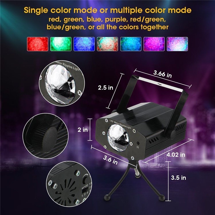 RGB LED Water Wave Ripple Effect Stage Light with Remote Control - EU Plug-2
