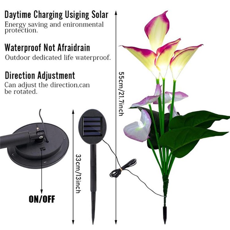 Solar Power Calla Light Outdoor LED Garden Lawn Landscape Path Lamp-7