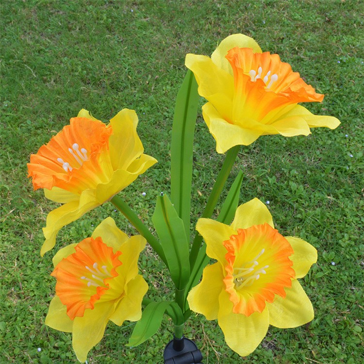 3PCS/Pack Solar Lights Daffodil Flowers Light Outdoor Landscape Lamp-3