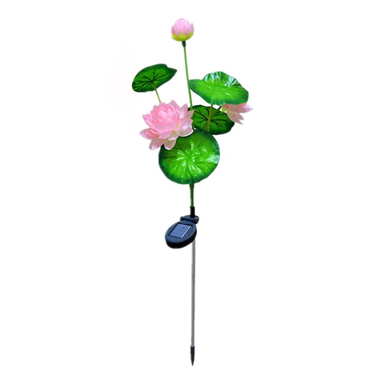 LED Waterproof Solar Power Lamp Lotus Flower Shape Lawn Lamp - Pink-1
