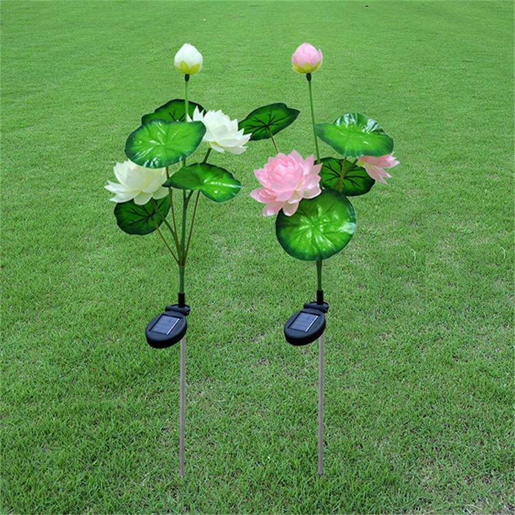 LED Waterproof Solar Power Lamp Lotus Flower Shape Lawn Lamp - Pink-3