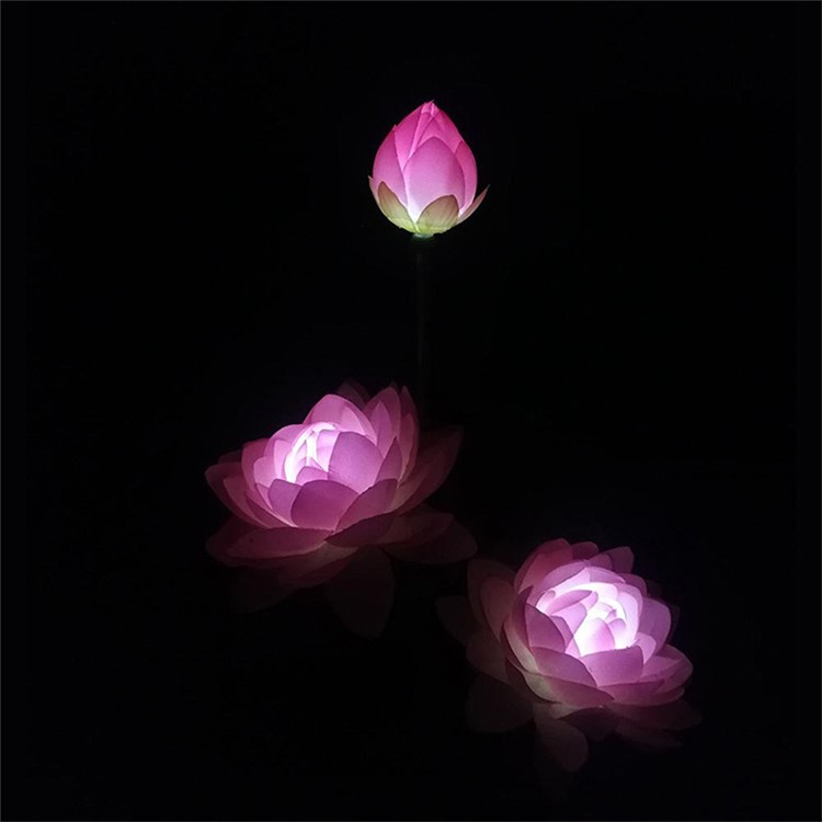 LED Waterproof Solar Power Lamp Lotus Flower Shape Lawn Lamp - Pink-5