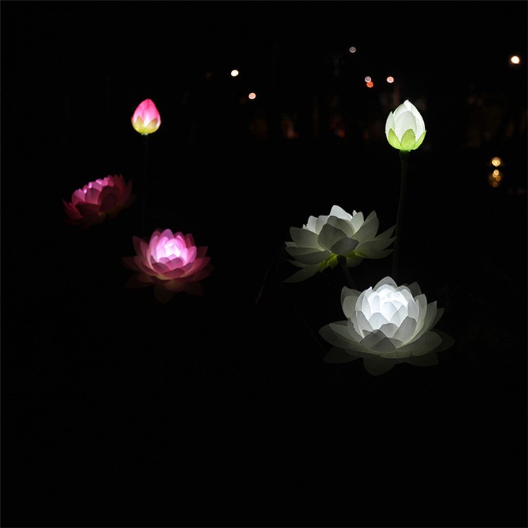 LED Waterproof Solar Power Lamp Lotus Flower Shape Lawn Lamp - Pink-7