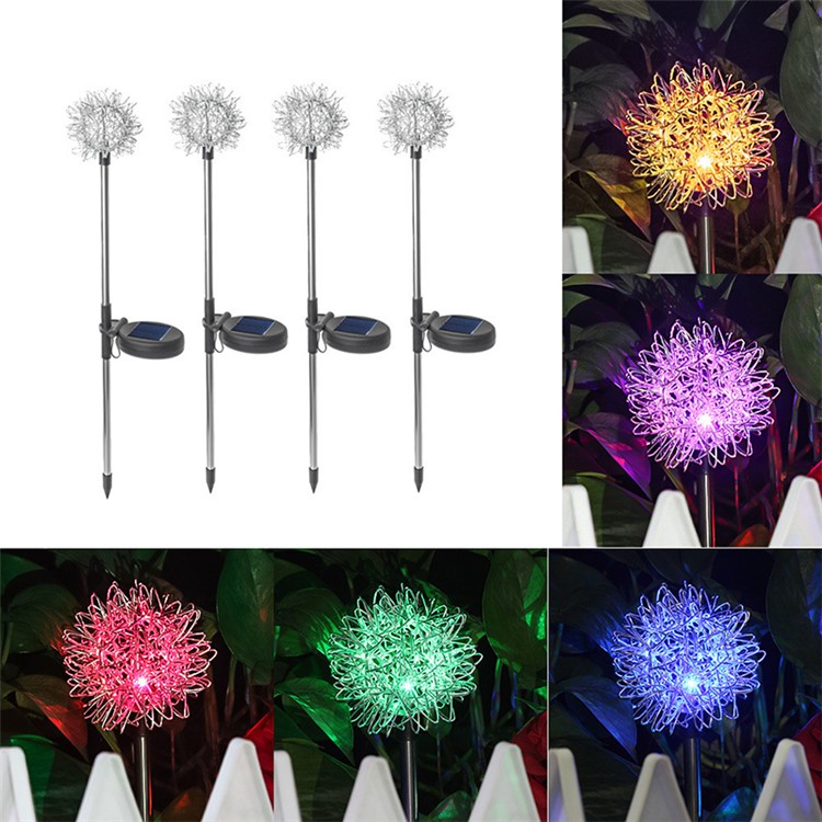 4PCS/Pack Waterproof Solar Powered LED Lamp Dandelion Shape Lawn Lamp-2
