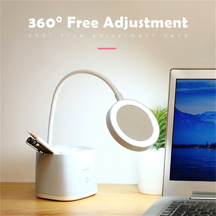 YAGE 3-in-1 Multi-functional Rechargable Makeup Mirror Pen Holder Desk Lamp - Blue-3
