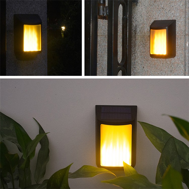 Chargeable Solar Flame Wall Lights Waterproof Solar Courtyard Wall Lamps for Garden Outdoor Lighting-3