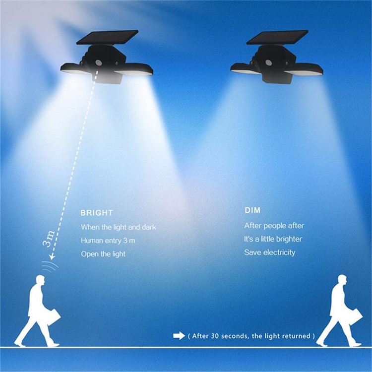 56-LED Double Rotating Head Solar Garden Human Body Sensor Street Light Outdoor Wall Lamp-7