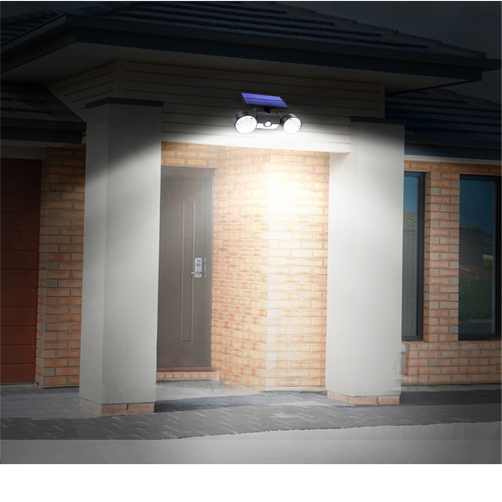 30-LED Solar Light Dual Head Solar Lamp PIR Motion Sensor Spotlight Waterproof Wall Outdoor Lights - White-11