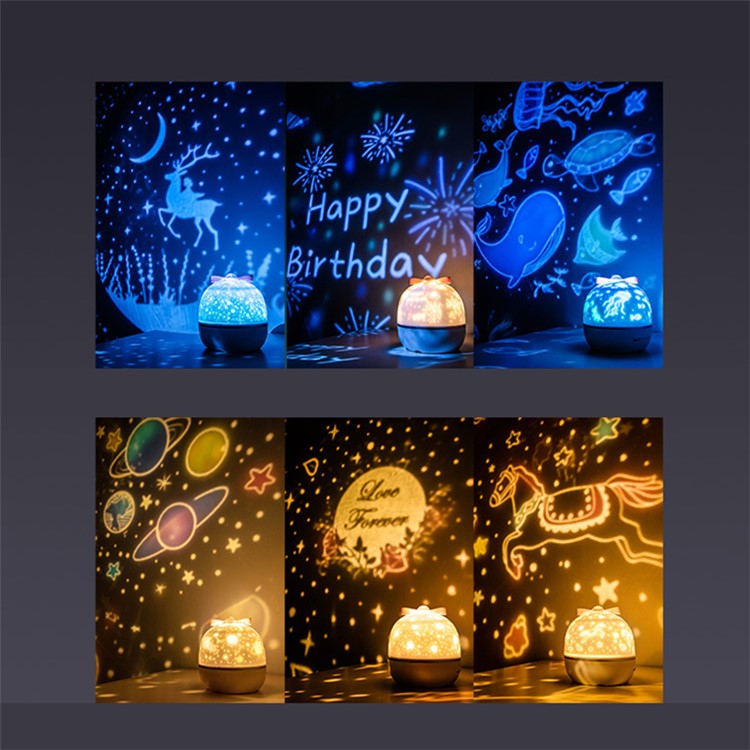 Star Projector Moon Lamp Starry Night Light LED Lamp USB Bedroom Party Rechargeable Light (Charging + Music Box Type)-4