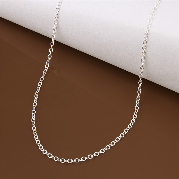 1.0mm Silver Plated Chain Necklace (Length: 45cm)-2