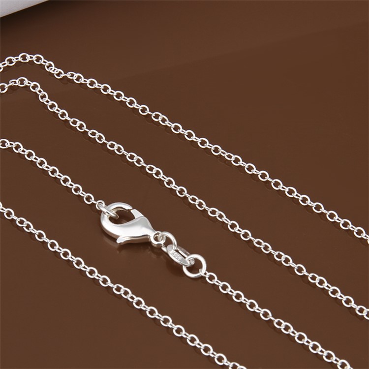 1.0mm Silver Plated Chain Necklace (Length: 45cm)-3