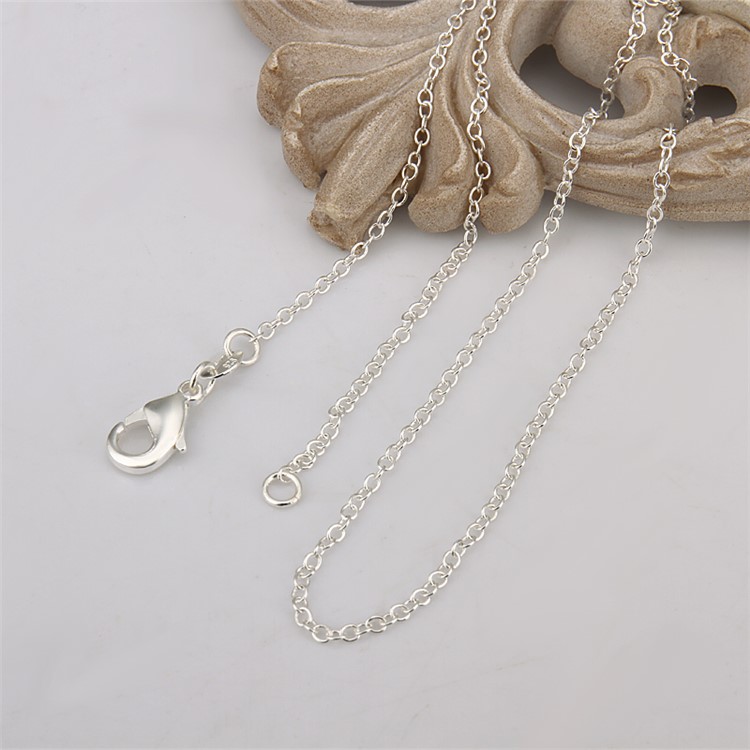 1.0mm Silver Plated Chain Necklace (Length: 45cm)-4