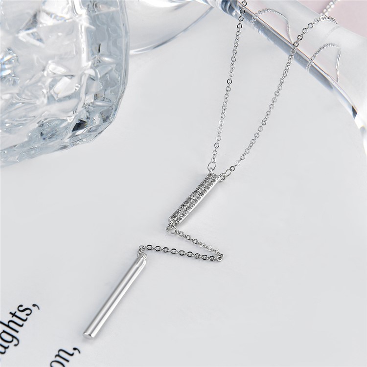 Women's Platinum Plated Copper Zirconium Necklace Jewelry-4