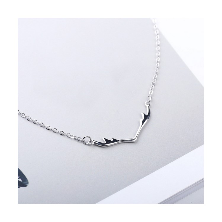 Antlers Pendant Necklace 925 Sterling Silver Plated Necklace Jewelry Christmas Gift for Women-3