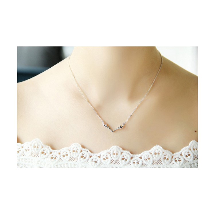 Antlers Pendant Necklace 925 Sterling Silver Plated Necklace Jewelry Christmas Gift for Women-6