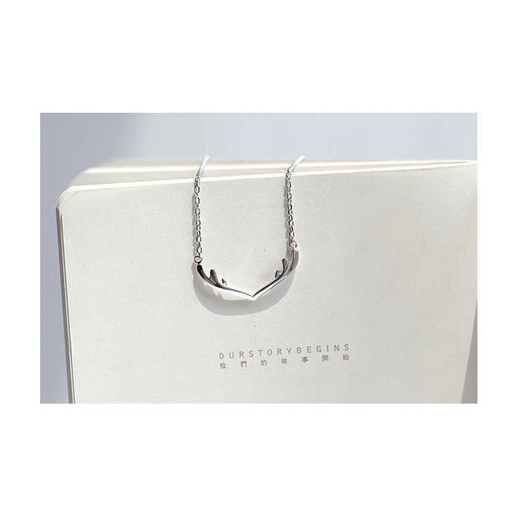Antlers Pendant Necklace 925 Sterling Silver Plated Necklace Jewelry Christmas Gift for Women-7
