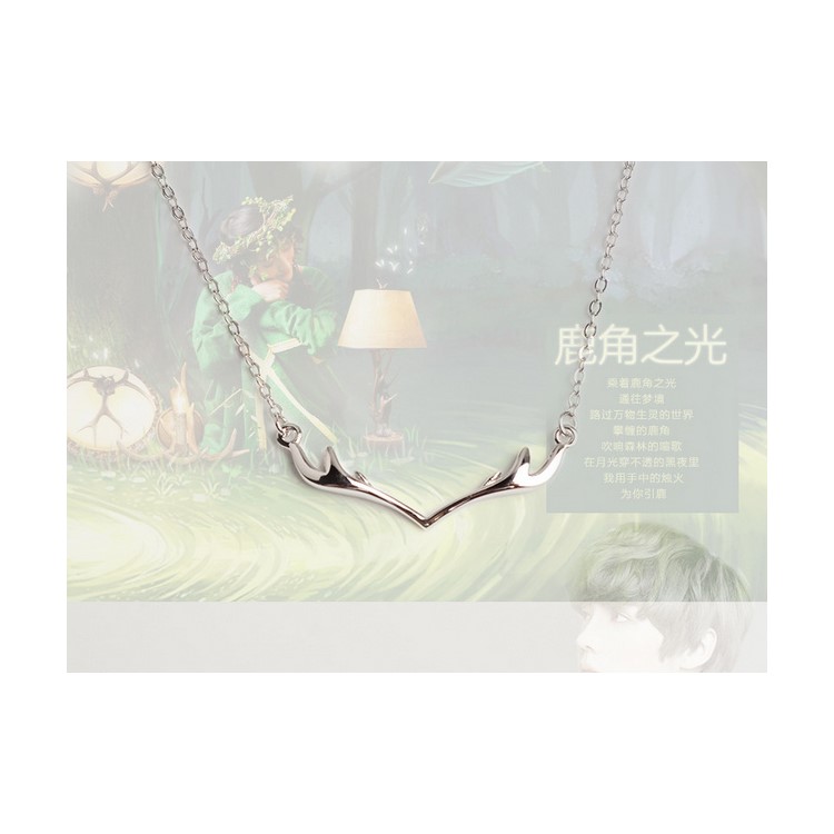 Antlers Pendant Necklace 925 Sterling Silver Plated Necklace Jewelry Christmas Gift for Women-8