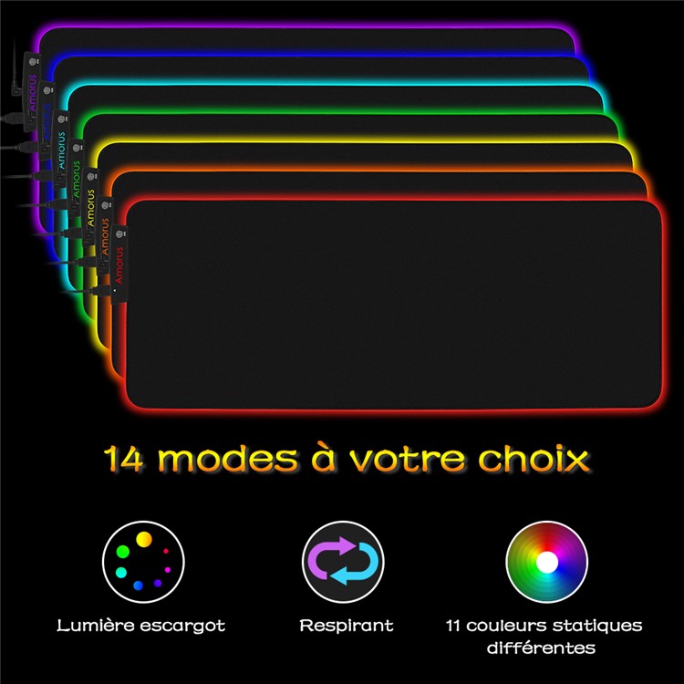 AMORUS RGB Gaming Large Mouse Pad, Size: 80 x 30 x 0.4cm-7